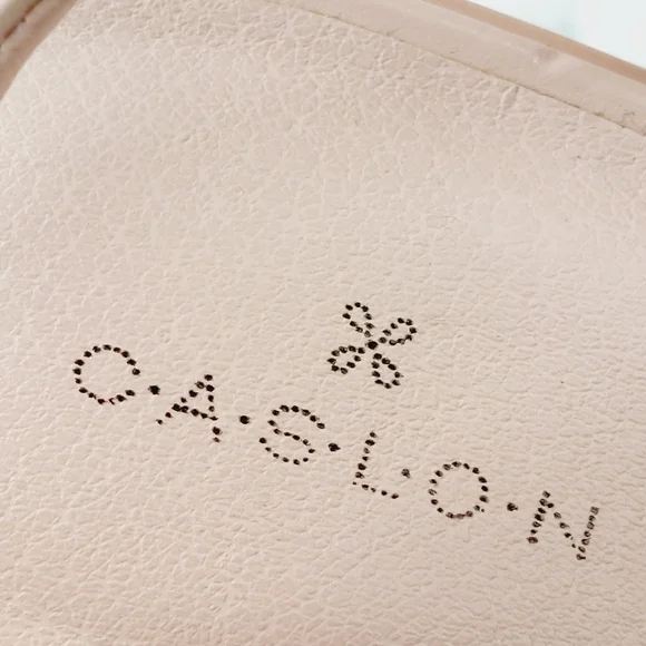 NEW Caslon Paola Pink Leather Square Toe Ankle Strap Wedge Heel Sandals F677 - Picture 10 of 13